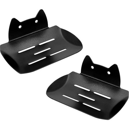 Sæbeskål, 2 stk. Sort Rustfrit Stål Vægmonteret Sæbeholder, med Drænhul, Egnet til Badeværelse og Brusebad