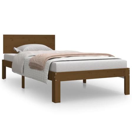 Vidaxl Sängram Honungsbrun Massivt Trä 90x190 Cm 3ft Brun