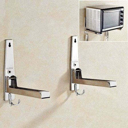 Mikrovågsugnsställ i rostfritt stål, 2 delar, utdragbar hylla kompatibel med mikrovågsugn och ugn, 304 stål