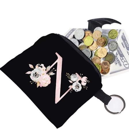 Canvas Initialer Mynt Kort Ficka Plånbok Pengahållare för Kvinnor Män Barn