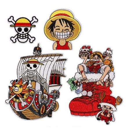 Sæt med 4, et stykke, smukke broderede patches til at stryge på og sy