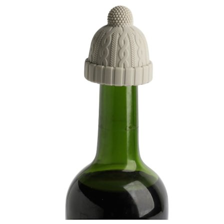 Stickad mössa formad vinflaskpropp Silikon Wine Saver Sealer Preserver Återanvändbar för Beer Whisky Grey