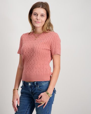 GANT STRETCH COTTON CABLE SS C-NECK Rød Genser Jente - Kids Brand Store