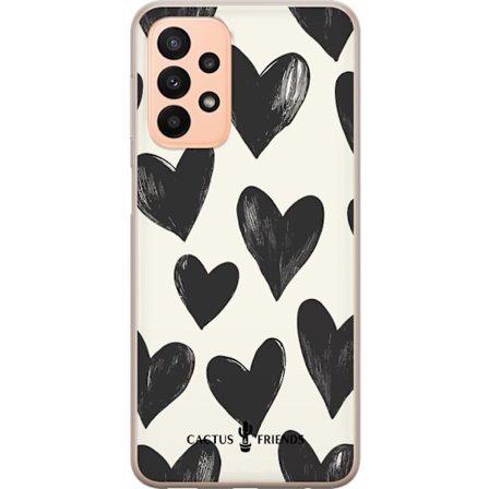Kompatibel Mobilcover til Samsung Samsung Galaxy A23 Cactus and Friends - Bold Black Love Pattern