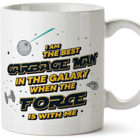 Skraldemand Mand Krus Bedst i Galaksen Kraften er med Mig Sjov Gave til Kolleger Keramisk 11oz Krus