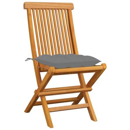Vidaxl Trädgårdsstolar Med Gråa Dynor 4 St Massiv Teak Grå