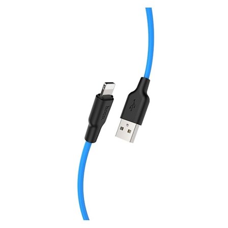 HOCO X21 Plus Silikoneopladerkabel til Lightning - Sort & Blå