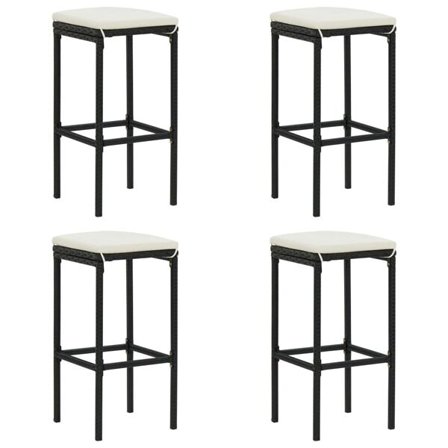 vidaXL Barstolar med dynor 4 st svart konstrotting