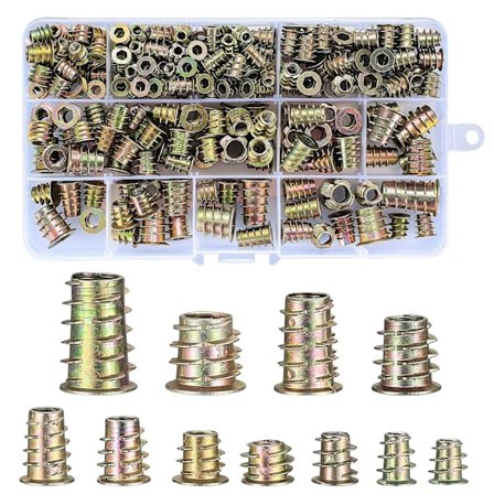 230 Stykker Trægevindindsats, Zinklegering Sekskant Ekstern Gevindindsats Møtrikker, Indslagsmøtrikker til Træmøbler Gevindindsatser (230 stk)