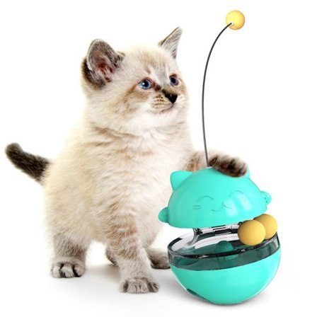 Blue Interactive Cat Toy, Interactive Cat tumbler Ball with Food Dispenser, Cat tumbler Toy, Smart Cat Toy