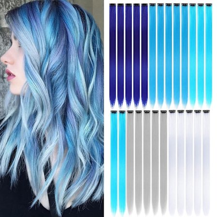 12 stk. Fargede Røde Hårextensions Rett Multicolor Clip In Hårextensions Fargerike 20 Tommer Regnbue Hårextensions For Barn Damegaver Halloween