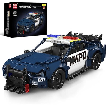 15073 Barricade Poliisiauto Rakennussarja, MOC Deformed Mustang Pull-Back Drag Race Leluauton Malli, (786 Osat, Dynaaminen Versio)