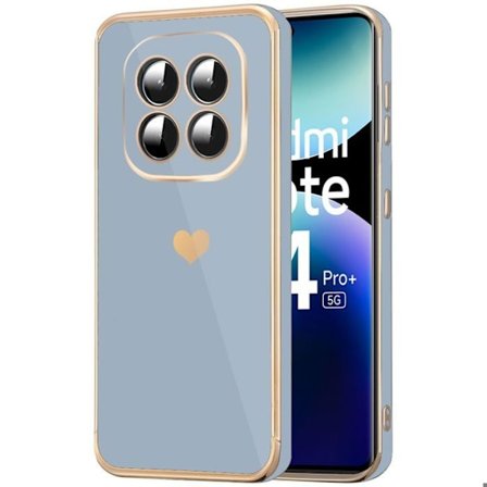 Cover til Xiaomi Redmi Note 14 Pro Plus 5G/Note 14 Pro+ 5G, Blød Stødsikker Hjerte Mønster Blå