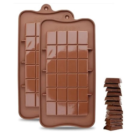 2 silikonformer for sjokolade, sjokoladeform i silikon, 48 sjokoladebiter, bruddsikker form, sjokoladekake, sjokoladekake