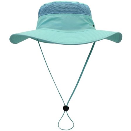 AVEKI Solhat til mænd UPF 50+ Bredskygget Spandhat Vindtætte Fiskerihatte, Aqua