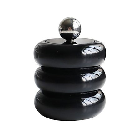 Nordisk stil Qtip-hållare Dispenser Skrivbord Dammtät Bomullstuss Förvaringsbehållare Donut Form Makeup Förvaringslåda med lock Svart 3 lager