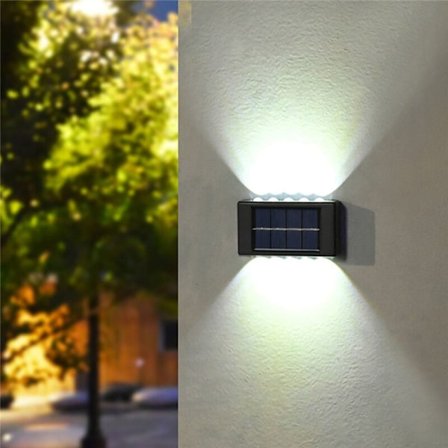 4 st vattentäta solcellslampor LED-lampor för trädgårdsgata landskap balkongdekor solcells utomhusvägglampa, vitt ljus