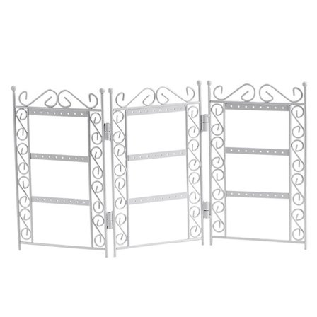 72-hulls hvit moteriktig sammenleggbar skjerm smykkeholder smykkeoppbevaring øredobber stativ smykkeutstilling