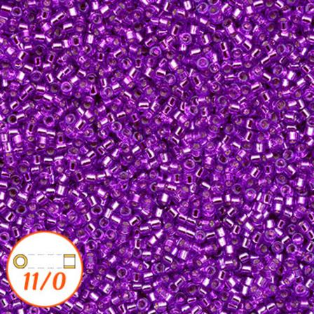 Miyuki Delica 11/0, Silver-lined Dyed Bright Violet, 5g