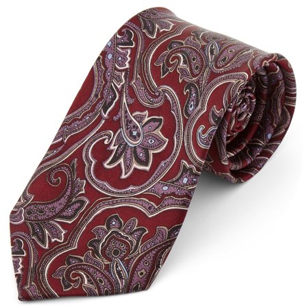 Red & Lavender Baroque Silk Wide Tie for Men - Patterned Ties
