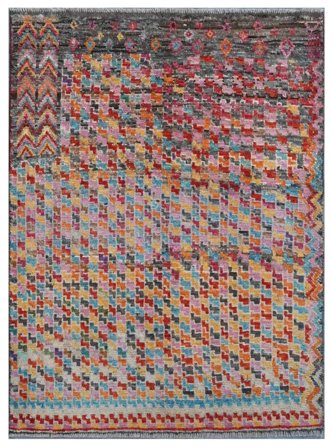 Moroccan Berber - Afghanistan Hand Knotted 99X130 Rug Dark Red/Brown Afghanistan