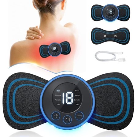 Tens Mini Butterfly Full Body Massager for smertelindring, trådløs vibrerende massasjeapparat, 8 moduser, 1 sett
