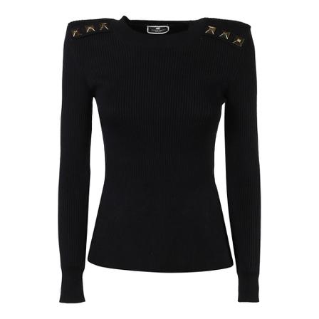 Elisabetta Franchi Round neck sweater Sort, Dame