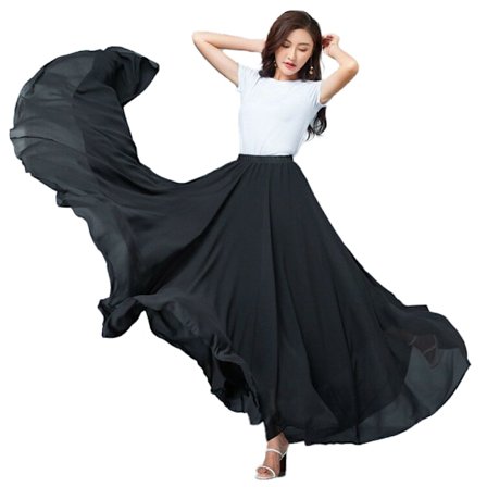 720 Silky Sheer Chiffon Elastisk Midja Lång Danskjol för Magdans