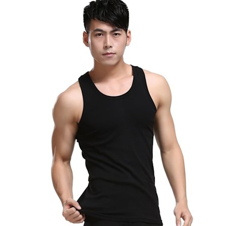 Svart(l) Herre Ren Bomull Vest Hedges Ribbet Jersey Sommer Vest