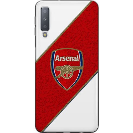 Kompatibelt Mobilskal till Samsung Samsung Galaxy A7 (2018) Moschino Toy teddybjörn med enkel tecknad design, brun björn med vit tröja och tydlig l