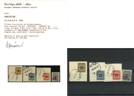 Danmark 1918 - AFA 85x-87x og 89x - Stemplet
