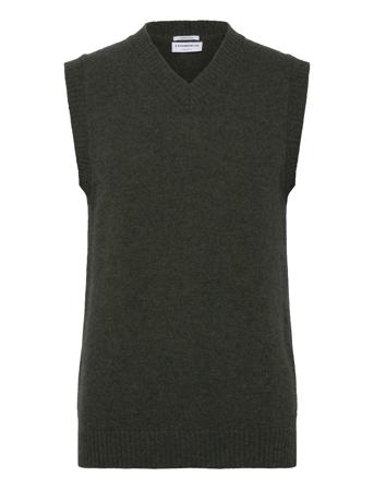 Lambswool V-Neck Slipover Green Lindbergh