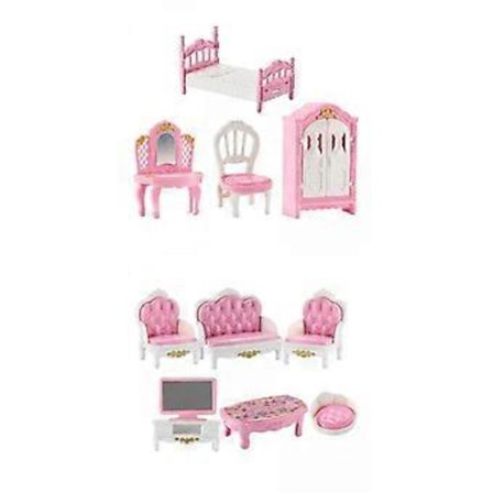 2x Dukkehus Møbler Utviklingsleke Scene Modellrekvisitter for Rollespill