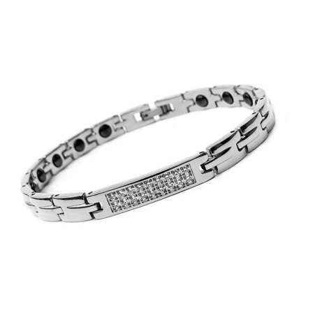 Noorzai S - Rhinestone stones magnetic bracelet stainless steel men