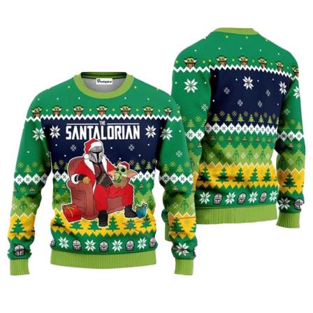 Mandalorialainen Santaloria ja Baby Yoda Ruma villapaita Star Wars Hyvää joulua Miesten neulepaita Syksy Talvi Naisten Neulepusero style 6 XXL
