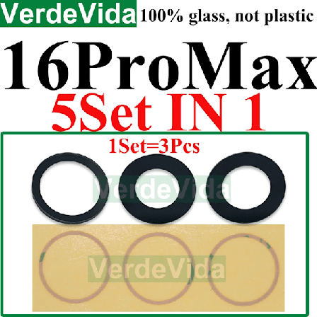 5 set Bakre Kameraglas för iPhone 16 Plus 15 14 13 ProMax Bakre Kameraskydd Lins Klistermärke