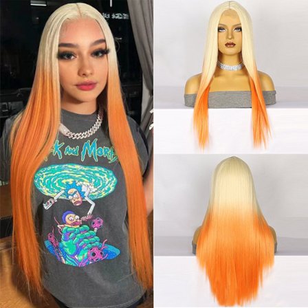 Ombre Lang Krøllet Paryk