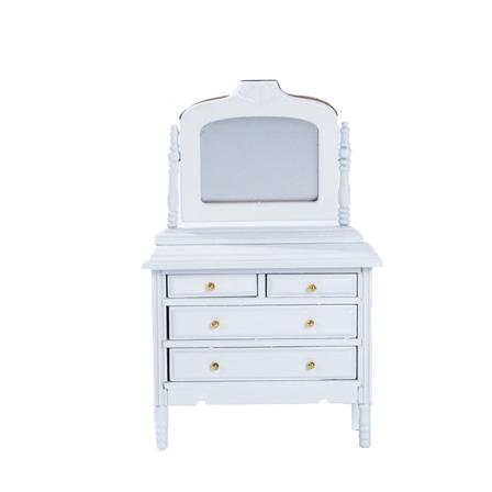 Miniaturemøbler Legetøjsdukker Hus gør-det-selv-dekorationstilbehør Mini 1:12 hvidt toiletbord White