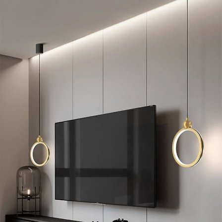 LED-pendellampe Nordisk sirkelring 20 cm metall malt finish