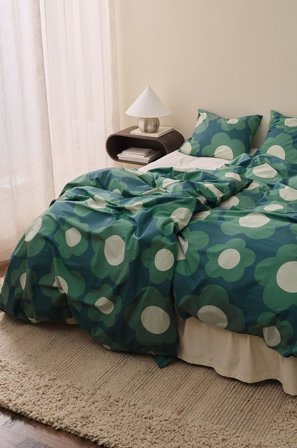 &Home - Sengesæt Heaven Flower 2 dele - Grøn - Dynebetræk - 150X210 - Fra Homeroom