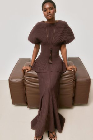 NA-KD Jupe longue fluide en maille - Jupes en tricot - Marron - XL