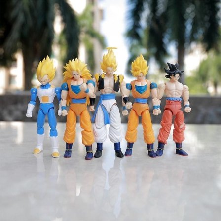 5-pack Goku Action Figure-serie Anime Dragon Ball-karaktärer Goku Leksaker för samling och gåva Gul