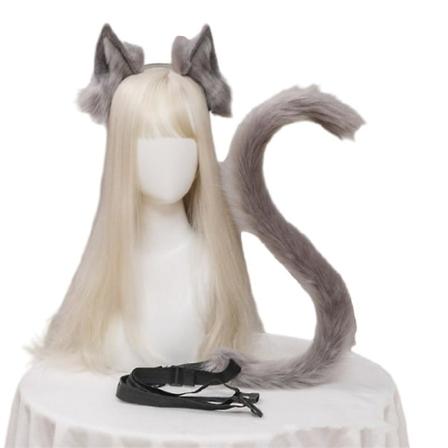 Aikuisten naisten kissan korvat ja häntäasu – mustan kissan Halloween- set ja Cosplay-tarvikesarja color 3