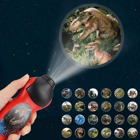 Læringsrige sjove legetøjsprojektor lommelygte lys legetøj projicerer legetøj dinosaur væg fakkel dinosaur lommelygte og projektor legetøj til børn (