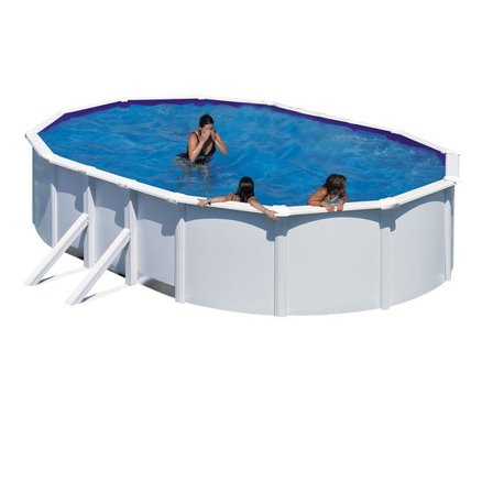 Swim And Fun - Basic Pool Oval 610 x 375 x 120 cm, White - Litenleker