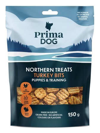 PrimaDog Northern Treats Bits Kalkon för Valpar & Träning makupalat, 150g