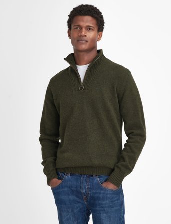 Barbour Barbour Essential Lambswool Half Zip Knit - Khaki green - S