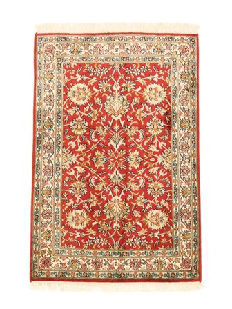 Handgeknoopt Kashmir Puur Zijde Vloerkleed 64X92 Zijden Tapijt Bruin/Beige Klein