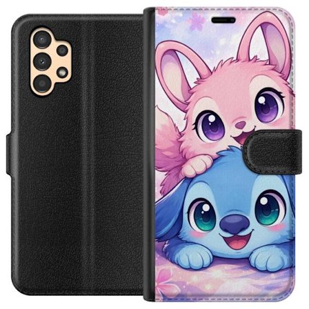 Kompatibel Tegnebogsetui til Samsung Samsung Galaxy A13 Sød kawaii illustration med pink og blå fantasidyr, store øjne og bløde farver perfekt til