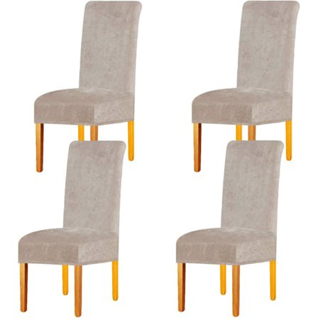 Fløjlsstolbetræk, strækbart spandex med elastikbånd, stort fløjls dame spisebordsstol til restaurant hotel fest banket (Kamel, 4 stk. (M))